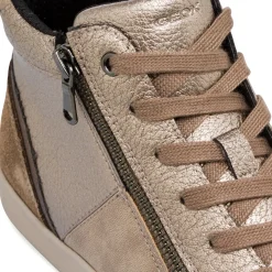 Outlet Sneakers alte traspiranti da donna taupe effetto metallizato in pelle Donna Sneakers Donna