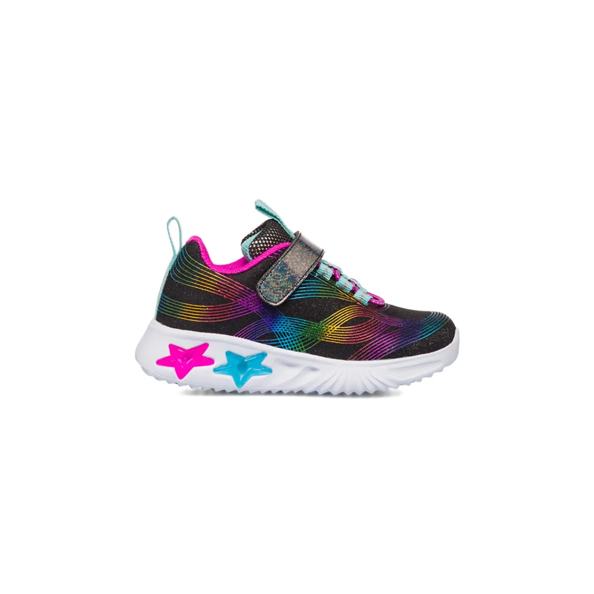New Sneakers Bambina nere con stampe arcobaleno e luci nella suola Bambino Sneakers Bambina|Scarpe Con Strappo Bambina