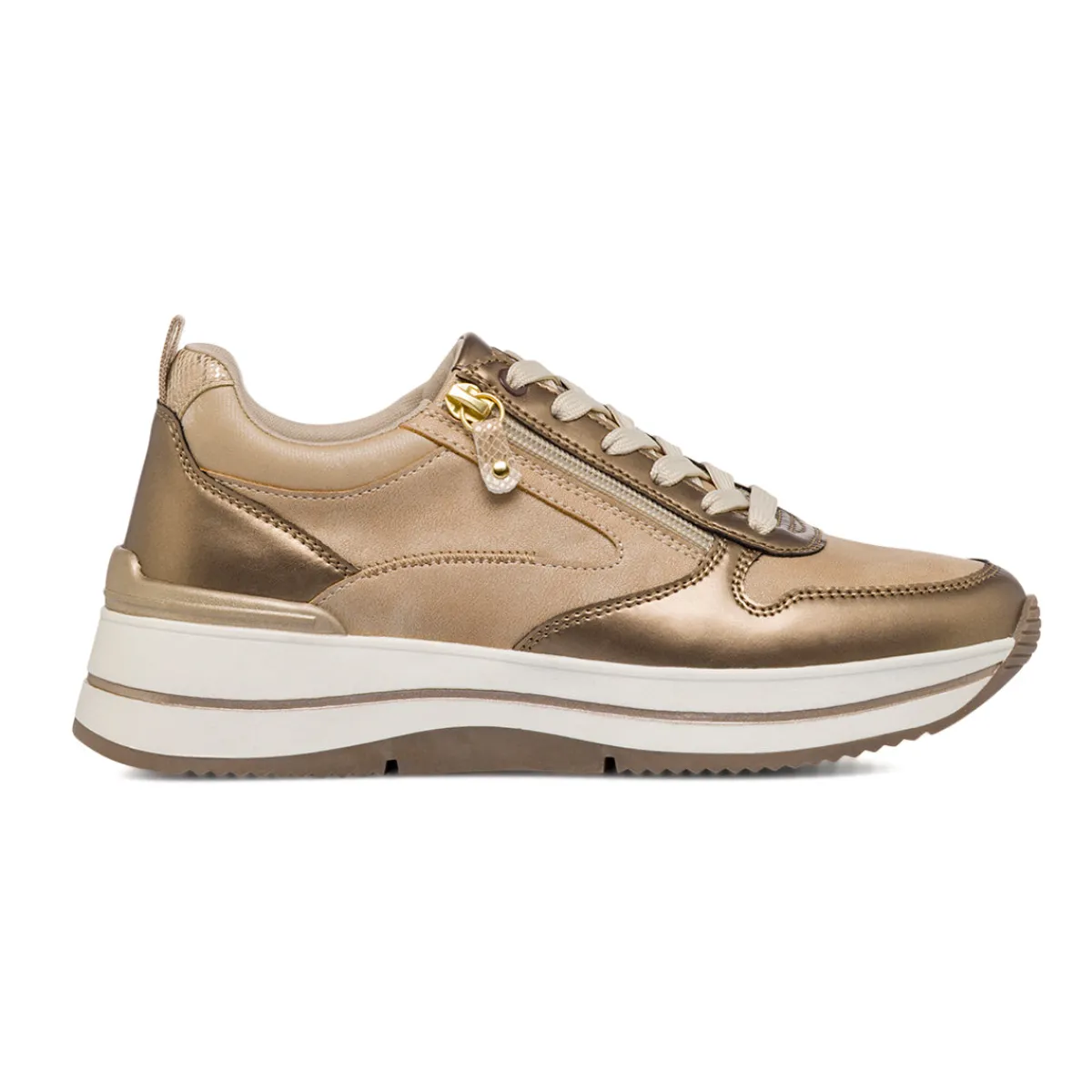 New Sneakers beige da Donna con zip decorativa Donna Sneakers Donna