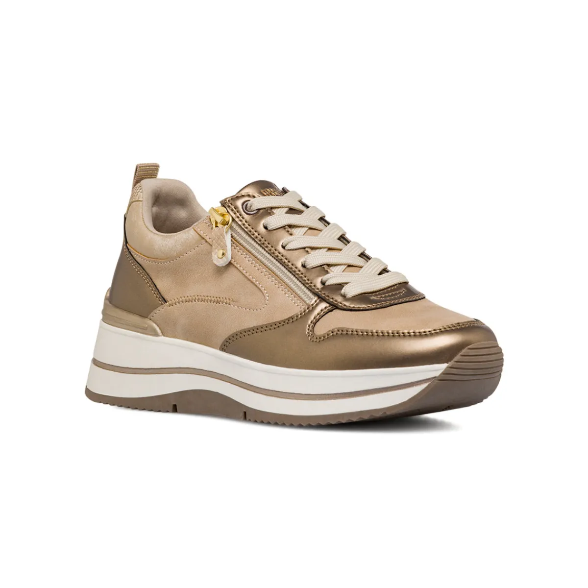 New Sneakers beige da Donna con zip decorativa Donna Sneakers Donna