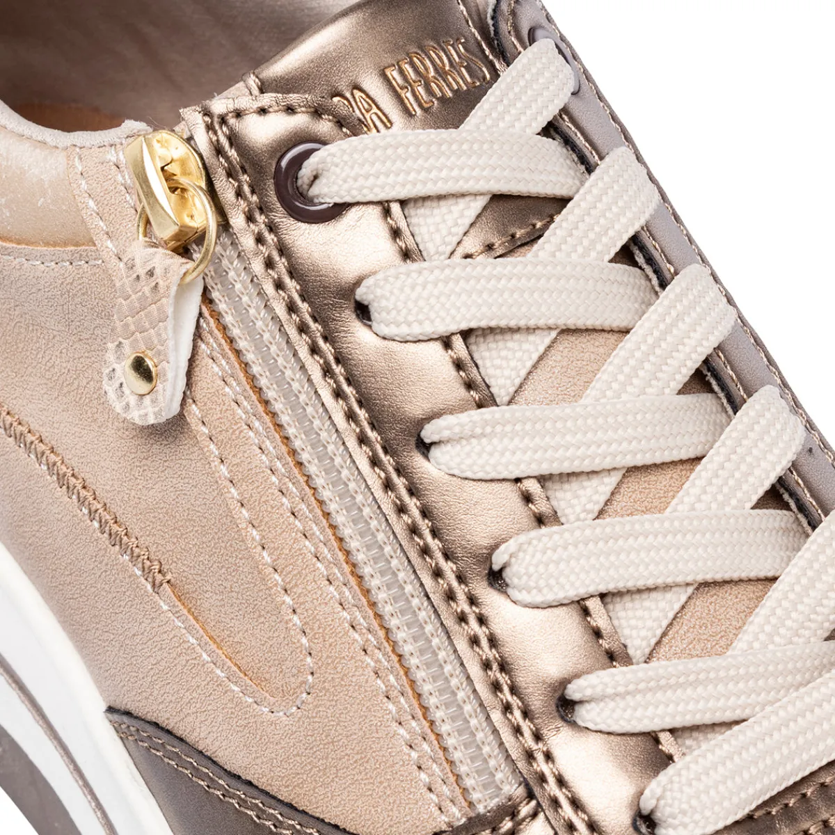 New Sneakers beige da Donna con zip decorativa Donna Sneakers Donna