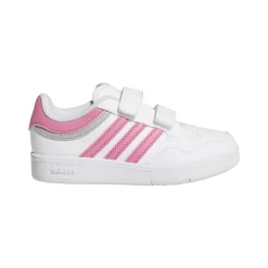 Sneakers bianche da bambina con dettagli rosa e chiusura a strappo HOOPS 4.0 Bambino Sneakers Sportive Bambina|Scarpe Con Strappo Bambina