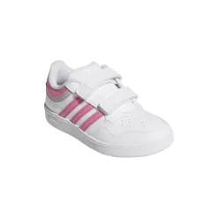 Sneakers bianche da bambina con dettagli rosa e chiusura a strappo HOOPS 4.0 Bambino Sneakers Sportive Bambina|Scarpe Con Strappo Bambina