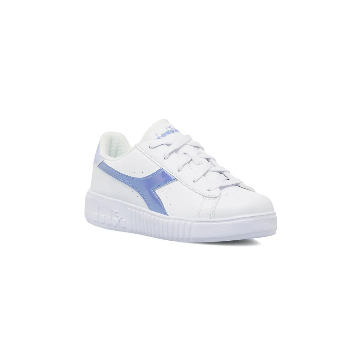 Clearance Sneakers bianche da bambina con logo azzurro iridescente Bambino Scarpe Sportive Da Bambino|Sneakers Sportive Bambina