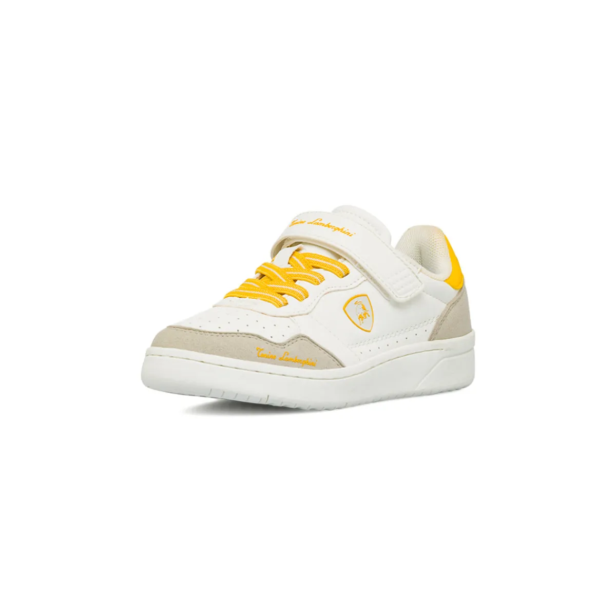 Outlet Sneakers Bianche da Bambino con dettagli giallo e strappo Bambino Scarpe Con Strappo Bambino|Scarpe Sportive