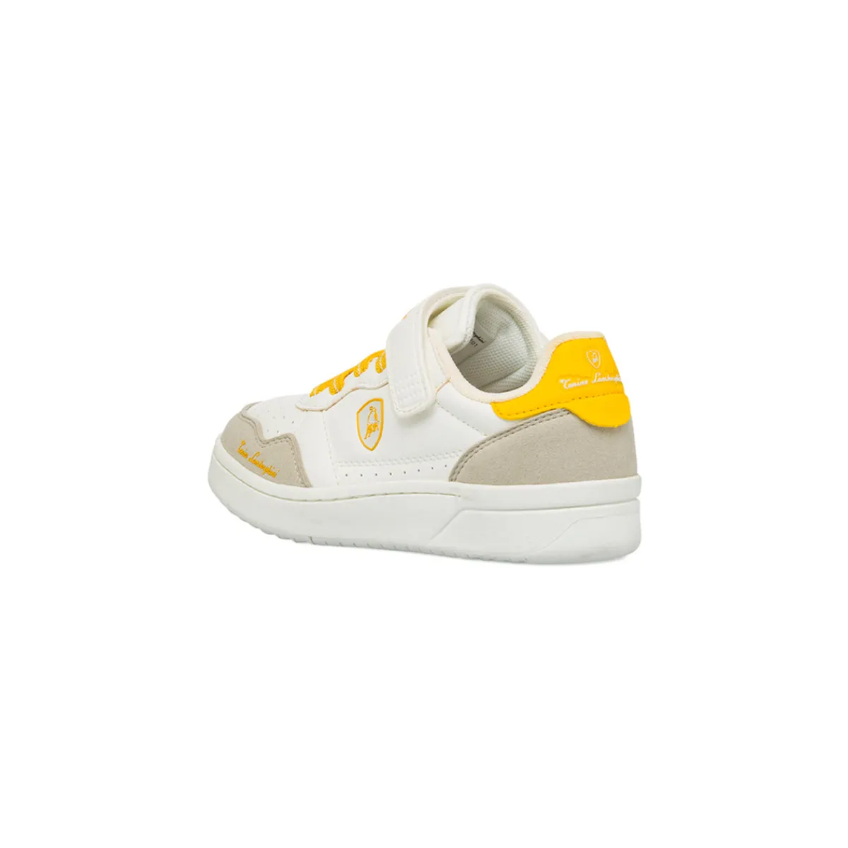 Outlet Sneakers Bianche da Bambino con dettagli giallo e strappo Bambino Scarpe Con Strappo Bambino|Scarpe Sportive