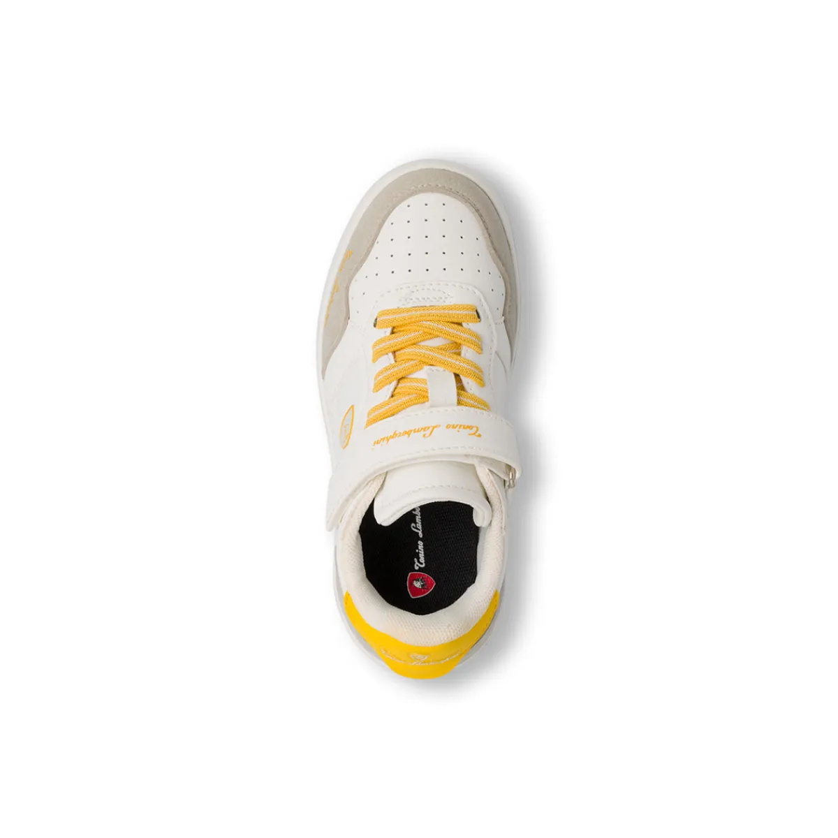 Outlet Sneakers Bianche da Bambino con dettagli giallo e strappo Bambino Scarpe Con Strappo Bambino|Scarpe Sportive