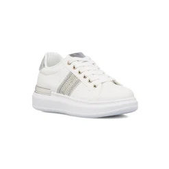 Online Sneakers bianche da donna con dettagli argento e strass Donna Sneakers Donna