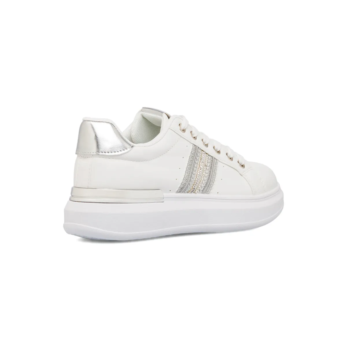 Online Sneakers bianche da donna con dettagli argento e strass Donna Sneakers Donna