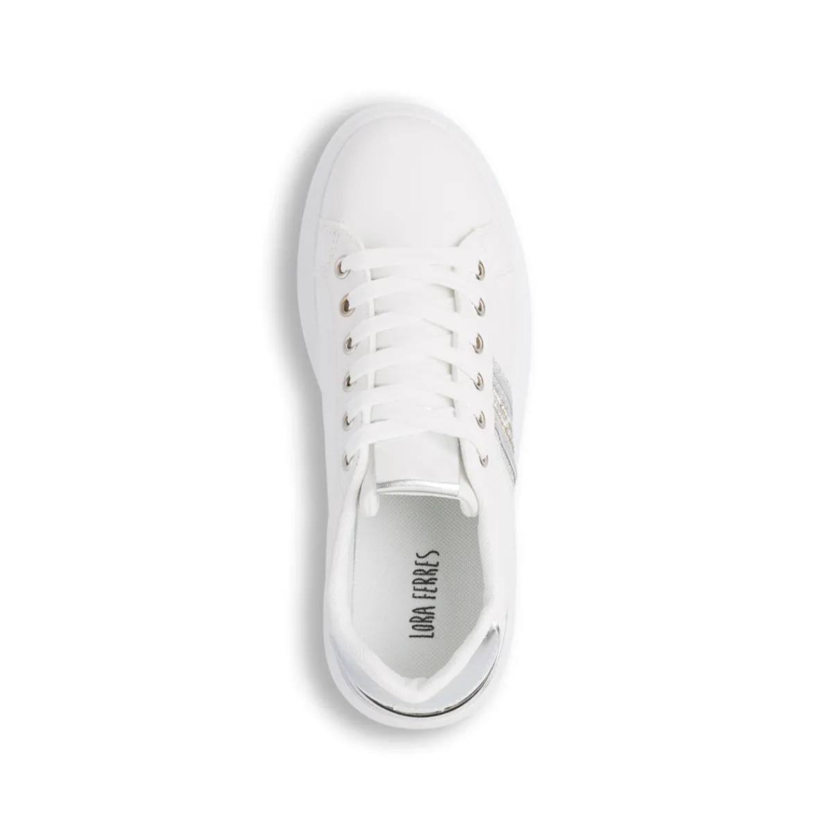 Online Sneakers bianche da donna con dettagli argento e strass Donna Sneakers Donna