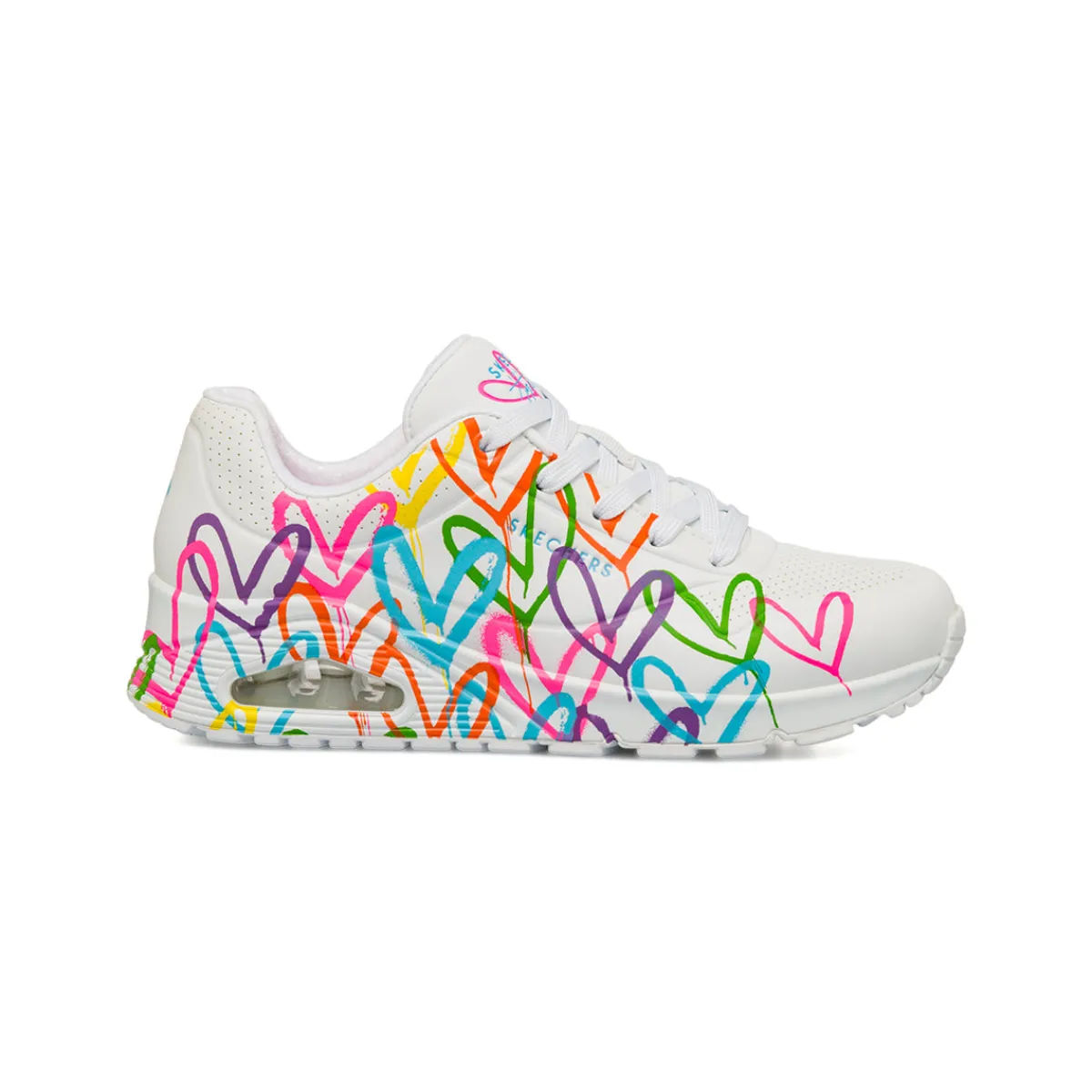 Outlet Sneakers bianche da Donna in memory foam Uno con cuori multicolore Donna Sneakers|Scarpe Sportive