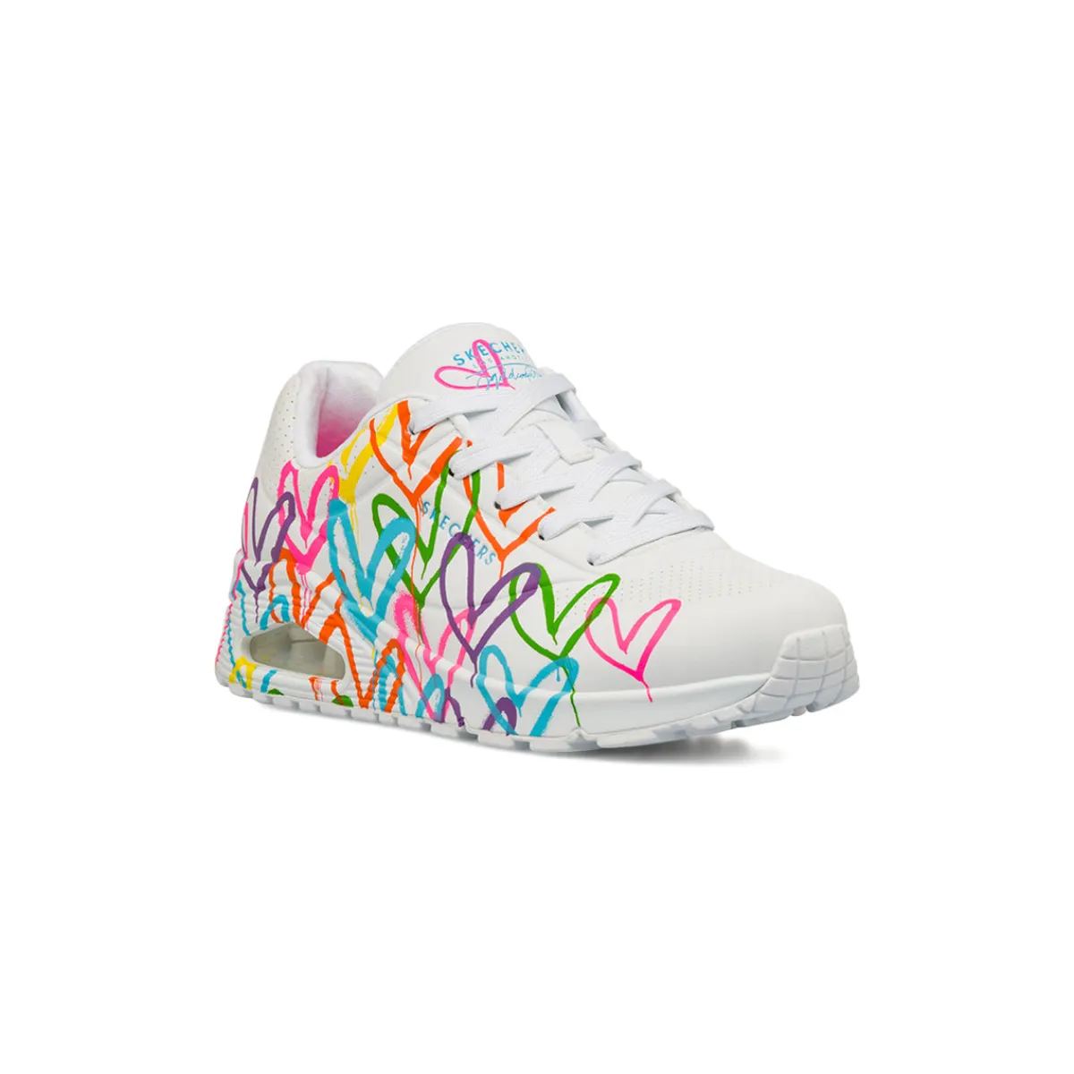 Outlet Sneakers bianche da Donna in memory foam Uno con cuori multicolore Donna Sneakers|Scarpe Sportive