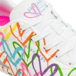 Outlet Sneakers bianche da Donna in memory foam Uno con cuori multicolore Donna Sneakers|Scarpe Sportive