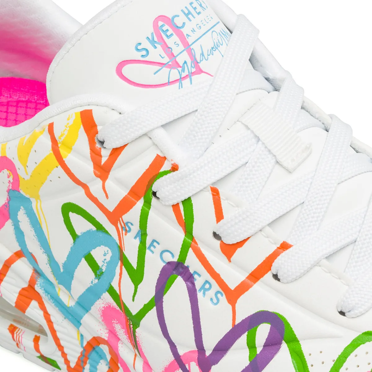 Outlet Sneakers bianche da Donna in memory foam Uno con cuori multicolore Donna Sneakers|Scarpe Sportive