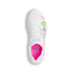Outlet Sneakers bianche da Donna in memory foam Uno con cuori multicolore Donna Sneakers|Scarpe Sportive