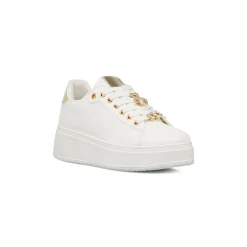 Discount Sneakers bianche da Donna con dettaglio oro e cristalli Donna Sneakers Donna