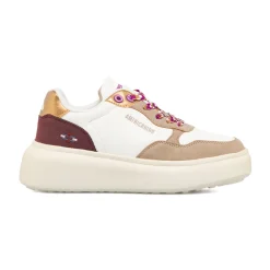 New Sneakers bianche da donna con inserti marroni e metallizzati Donna Sneakers Donna