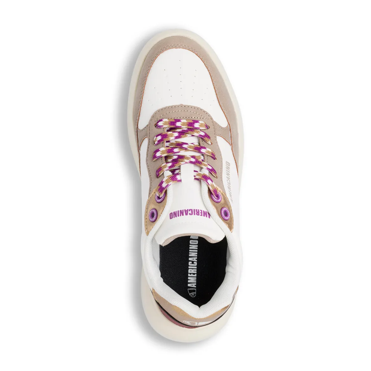 New Sneakers bianche da donna con inserti marroni e metallizzati Donna Sneakers Donna
