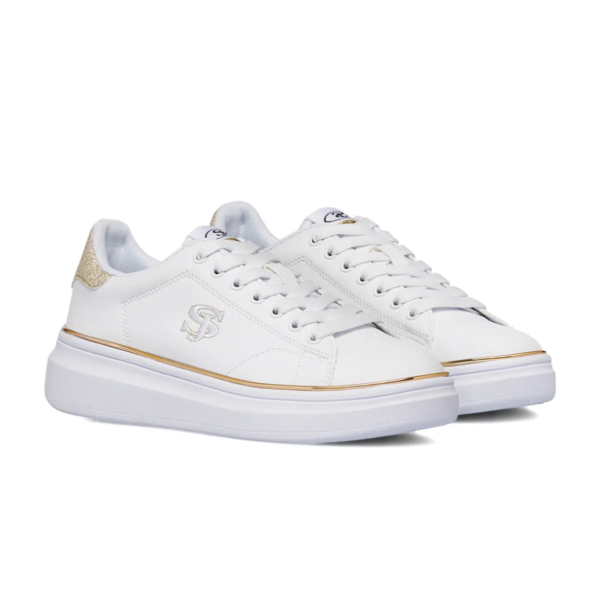 Online Sneakers bianche da donna con dettagli dorati Donna Sneakers Donna