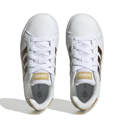 Sale Sneakers bianche da ragazza con strisce oro Grand Court 2.0 K Donna/Bambino Sneakers|Scarpe Sportive Da Bambino