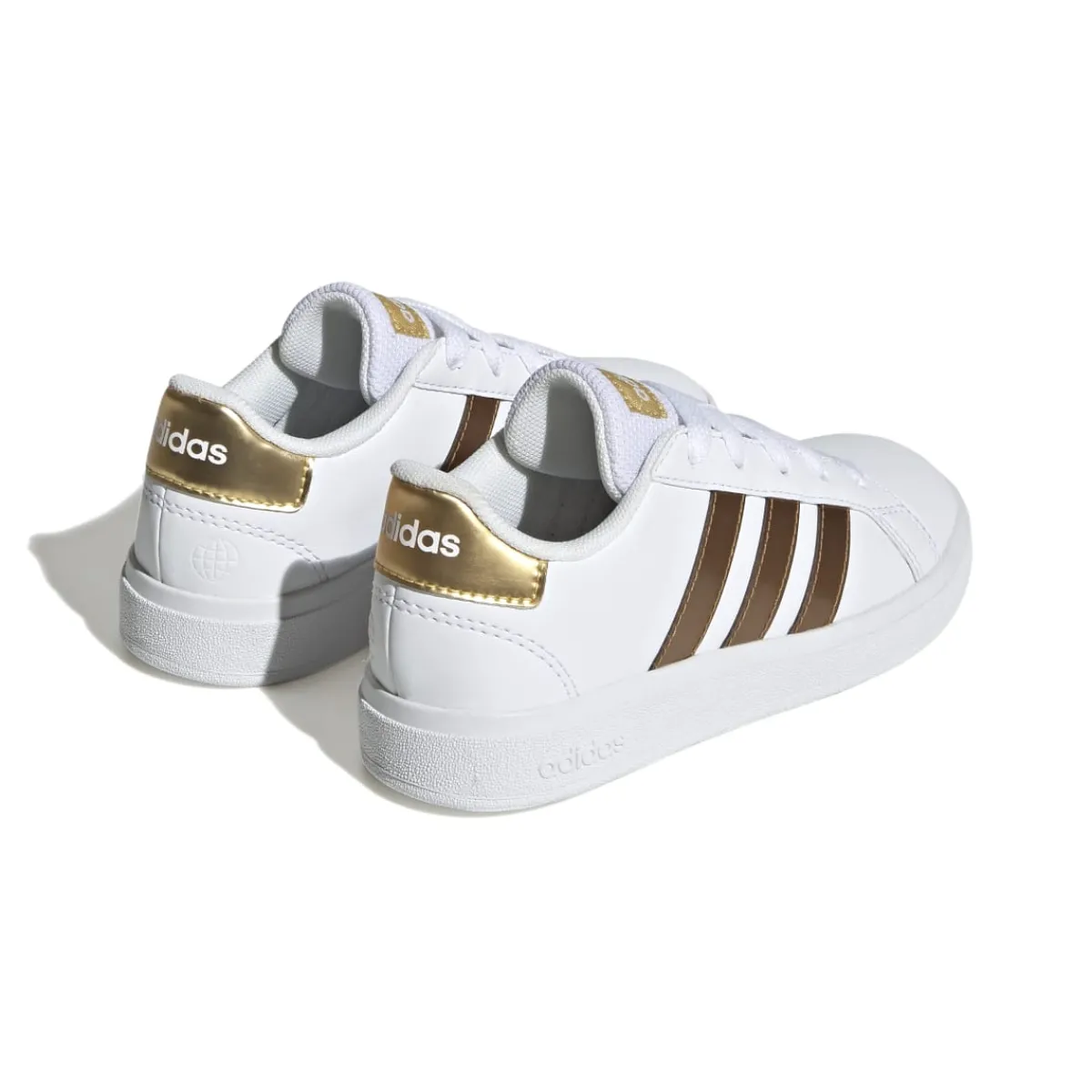 Sale Sneakers bianche da ragazza con strisce oro Grand Court 2.0 K Donna/Bambino Sneakers|Scarpe Sportive Da Bambino