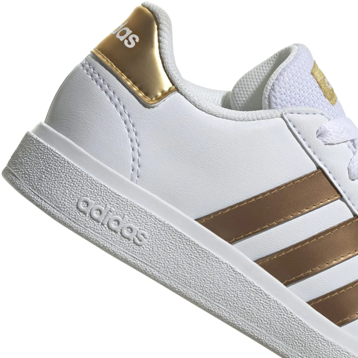 Sale Sneakers bianche da ragazza con strisce oro Grand Court 2.0 K Donna/Bambino Sneakers|Scarpe Sportive Da Bambino