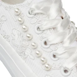 Online Sneakers bianche da Ragazza basse con ricamo e perle Bambino Sneakers Bambina