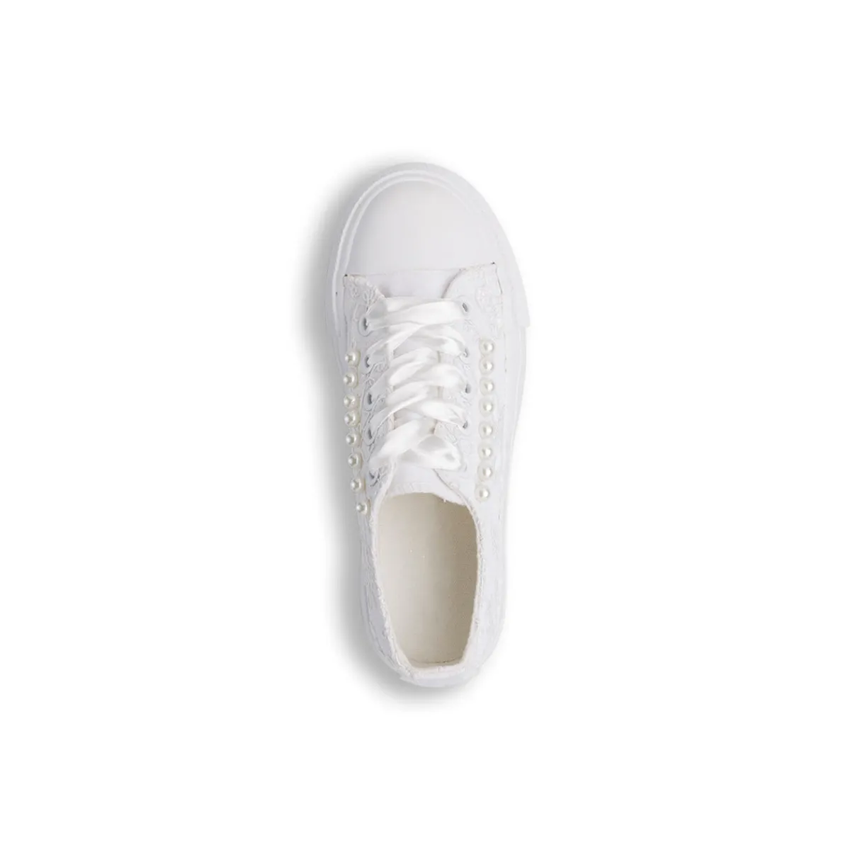 Online Sneakers bianche da Ragazza basse con ricamo e perle Bambino Sneakers Bambina