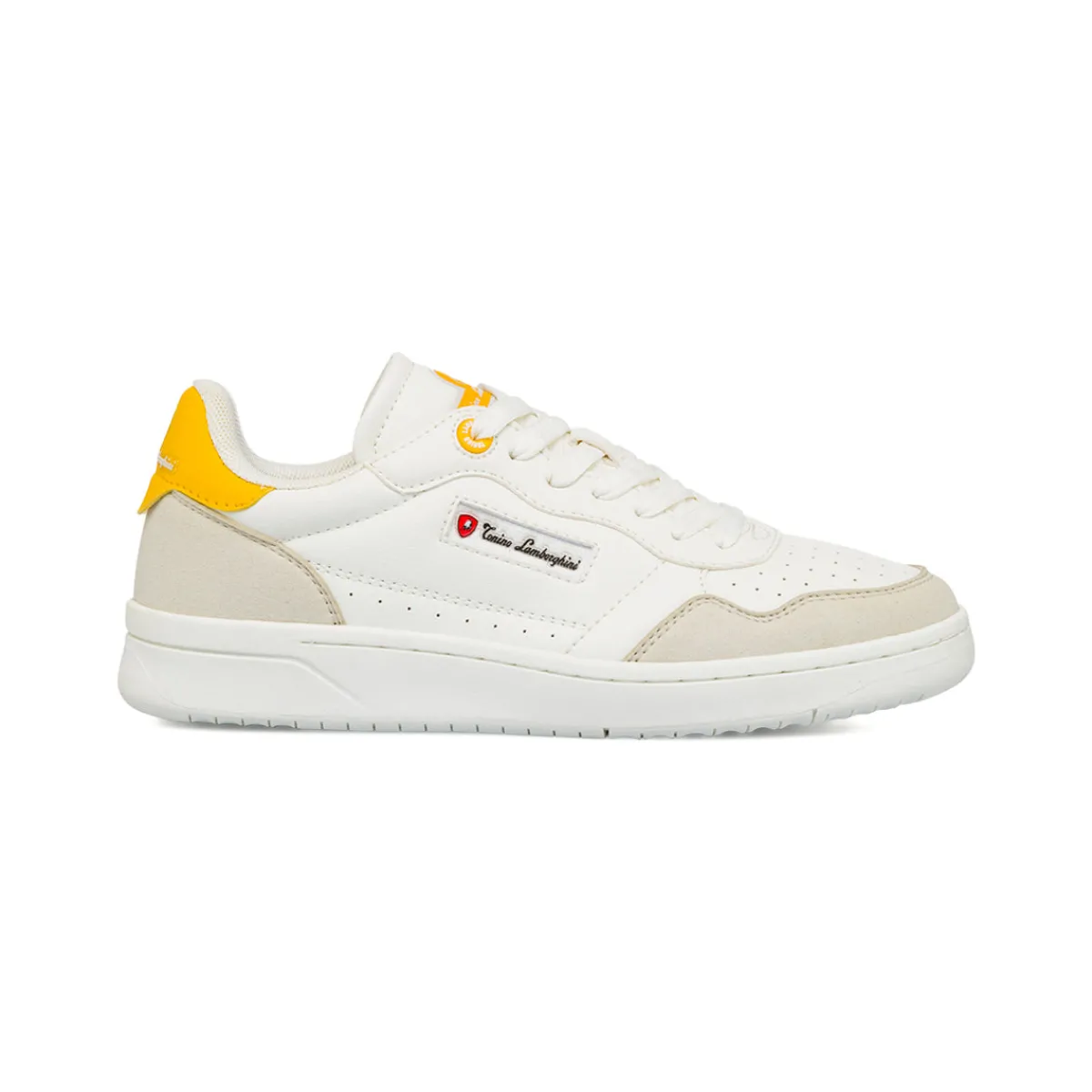 Discount Sneakers bianche da Uomo con dettagli giallo e logo Donna/Bambino/Uomo Scarpe Da Cerimonia Bambino|Sneakers Sportive Bambina