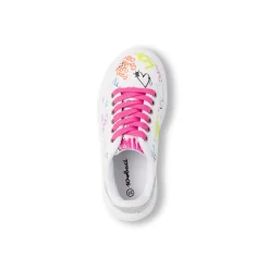Sneakers bianche e colorate da Ragazza con lacci rosa Bambino Sneakers Bambina