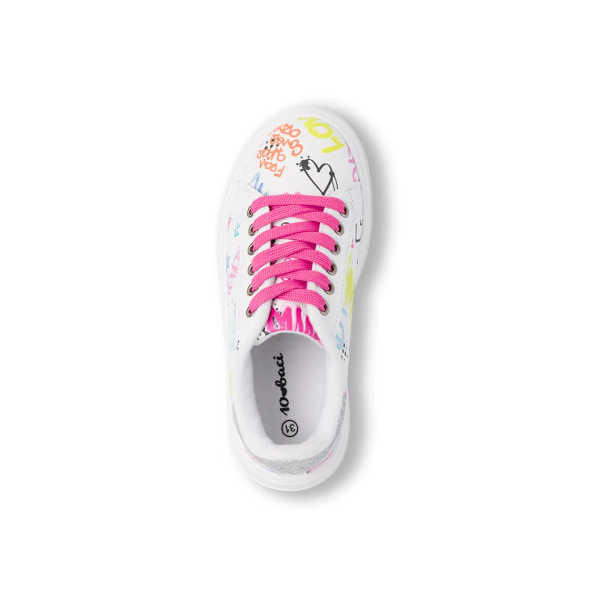 Sneakers bianche e colorate da Ragazza con lacci rosa Bambino Sneakers Bambina