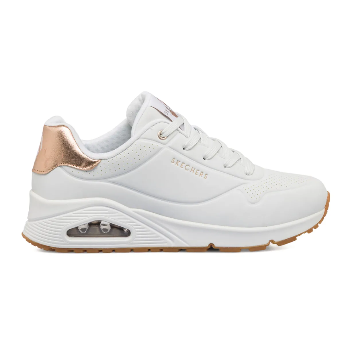 Sale Sneakers bianche e oro da donna con suola ad aria Uno - Golden Air Donna Sneakers|Scarpe Sportive