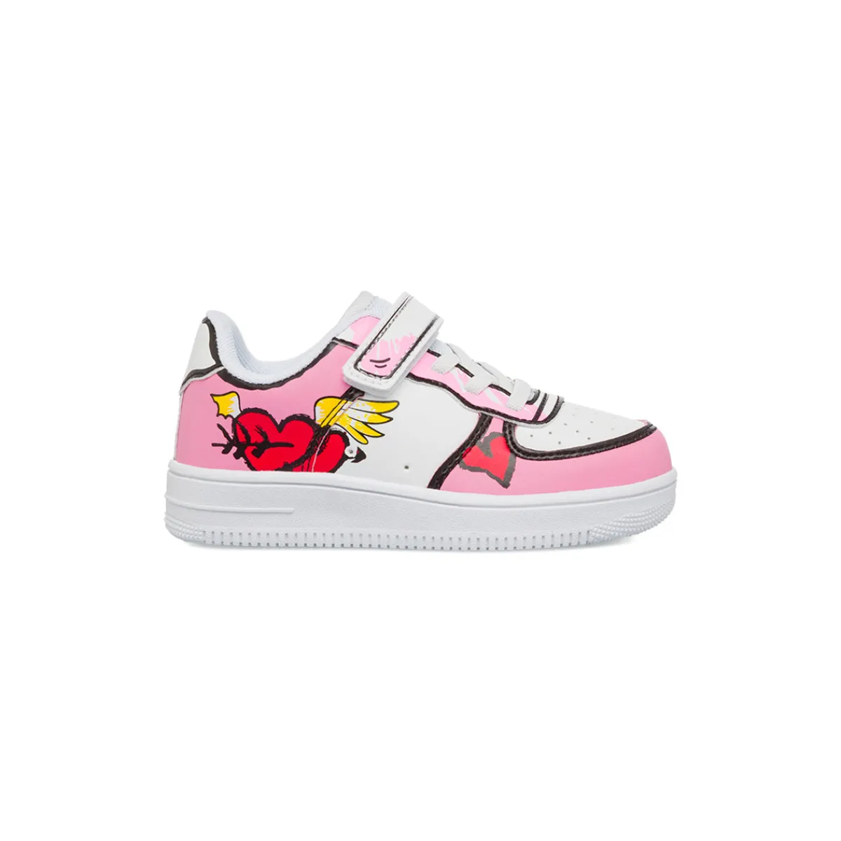 Sneakers bianche e rosa con stampa da bambina Bambino Sneakers Bambina|Scarpe Con Strappo Bambina