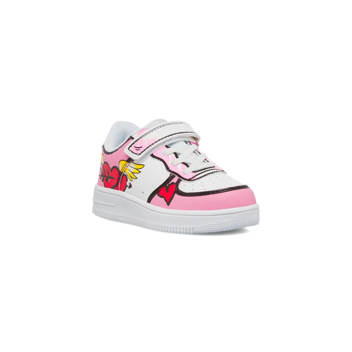 Sneakers bianche e rosa con stampa da bambina Bambino Sneakers Bambina|Scarpe Con Strappo Bambina