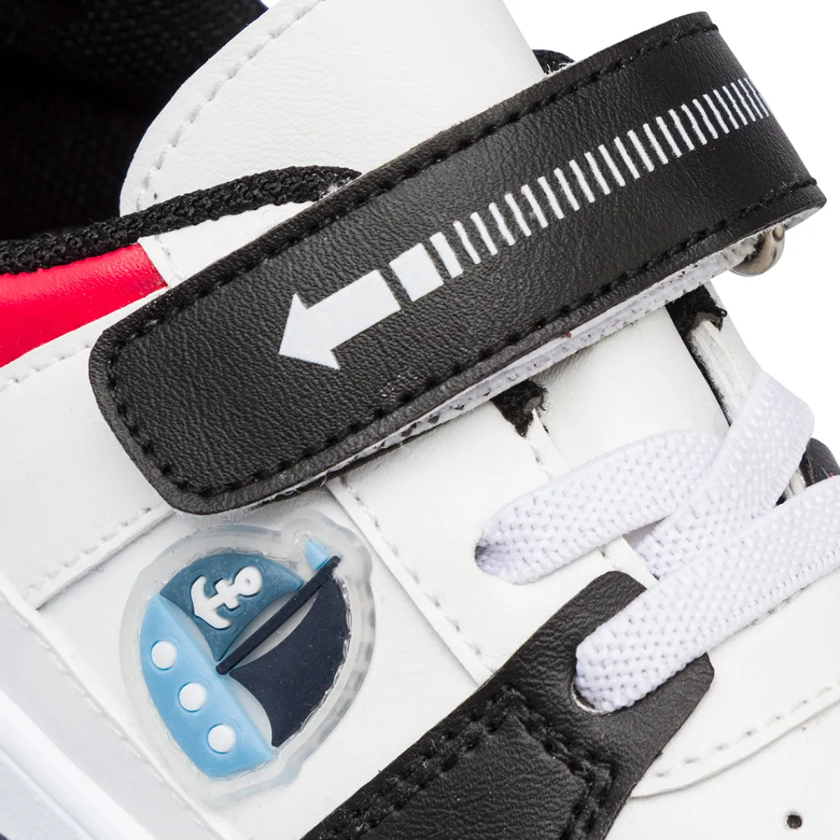 Online Sneakers bianche primi passi con dettagli neri e rossi Bambino Primi Passi Bambino|Primi Passi Bambina