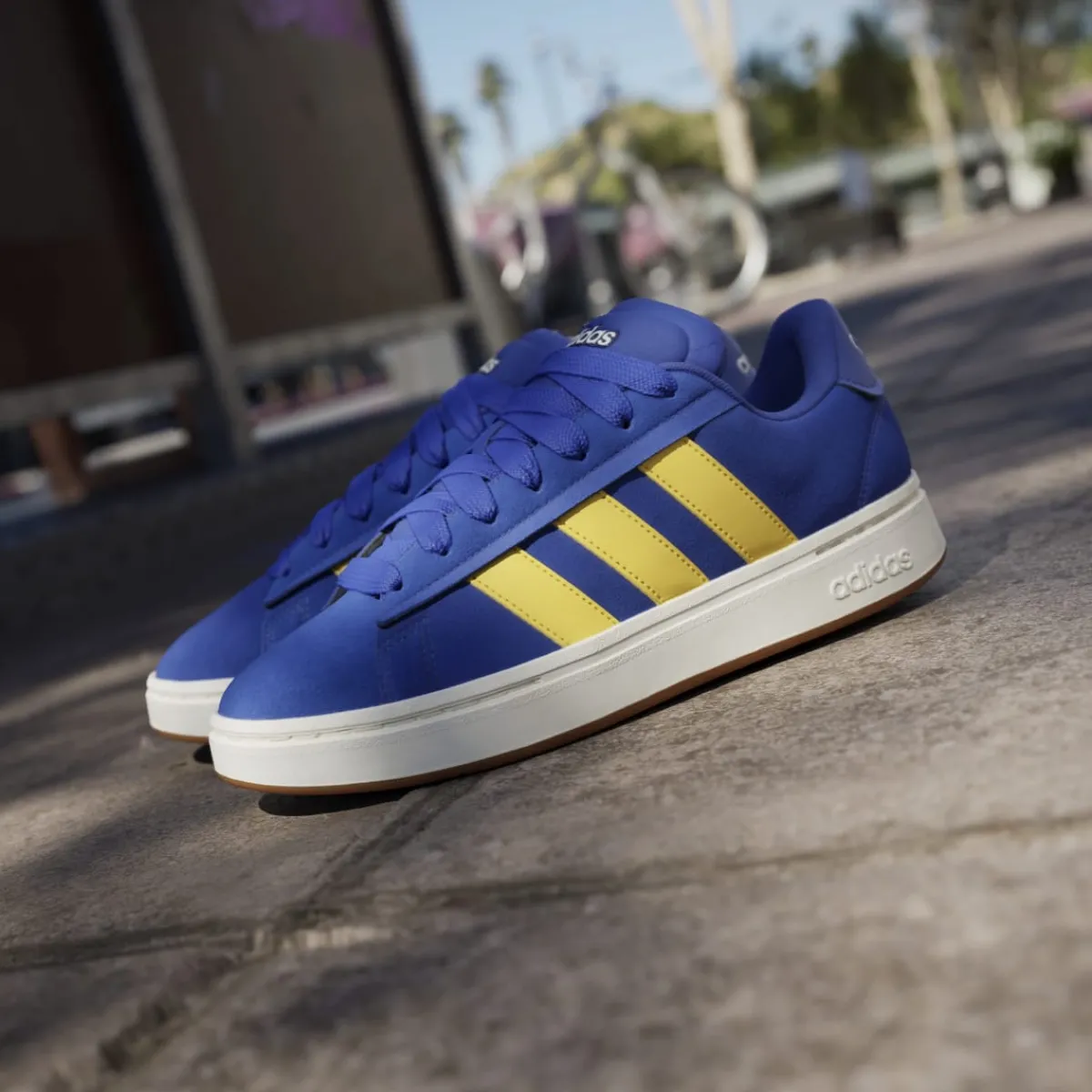 New Sneakers blu da Uomo effetto scamosciato e logo giallo Grand Court Alpha 00s Uomo Scarpe Per Camminare|Scarpe Sportive