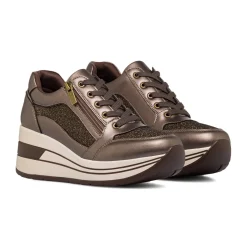Online Sneakers bronzo da Donna con zip e plateau Donna Sneakers Donna