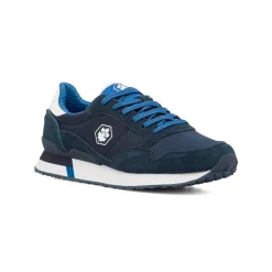 Sneakers casual blu da Uomo in tessuto e pelle con logo Uomo Sneakers Uomo