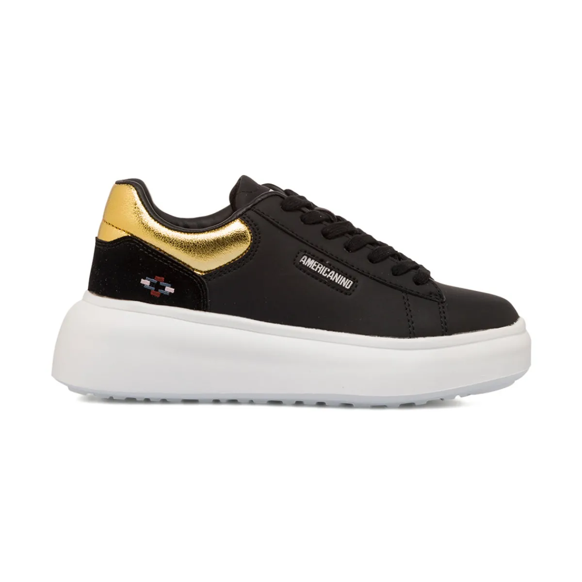 Online Sneakers con suola platform nere da donna con dettaglio oro Donna Sneakers Donna
