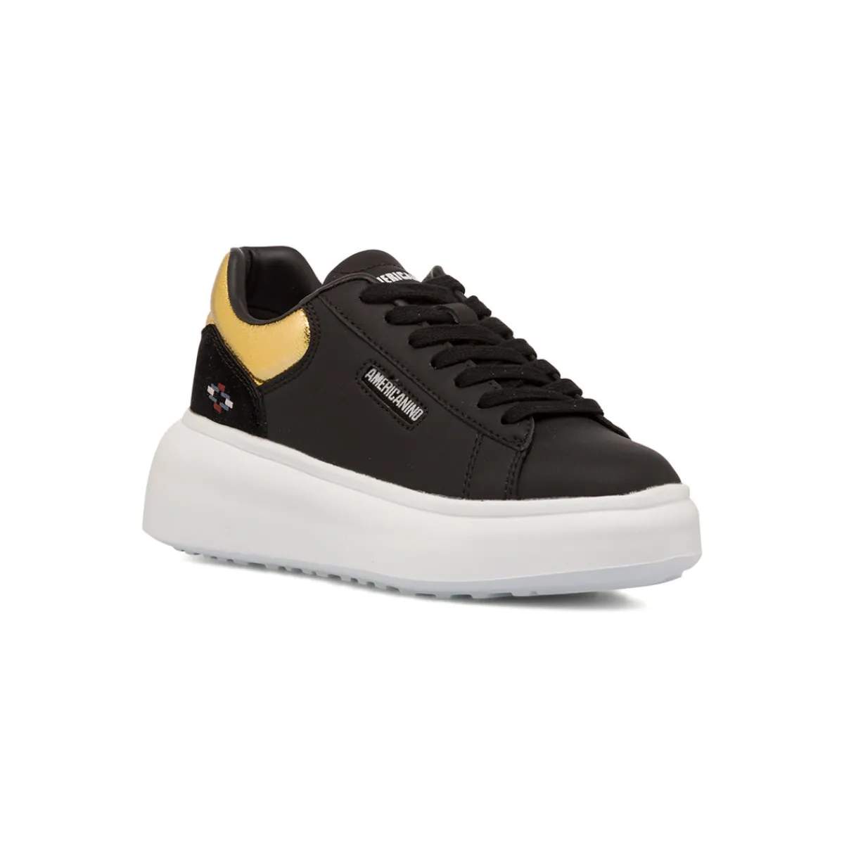 Online Sneakers con suola platform nere da donna con dettaglio oro Donna Sneakers Donna