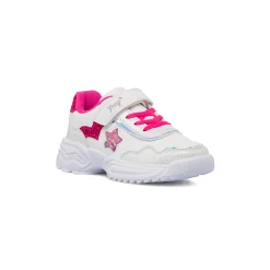 Hot Sneakers da bambina bianche con dettagli fucsia glitter e stella Bambino Sneakers Bambina|Scarpe Con Strappo Bambina