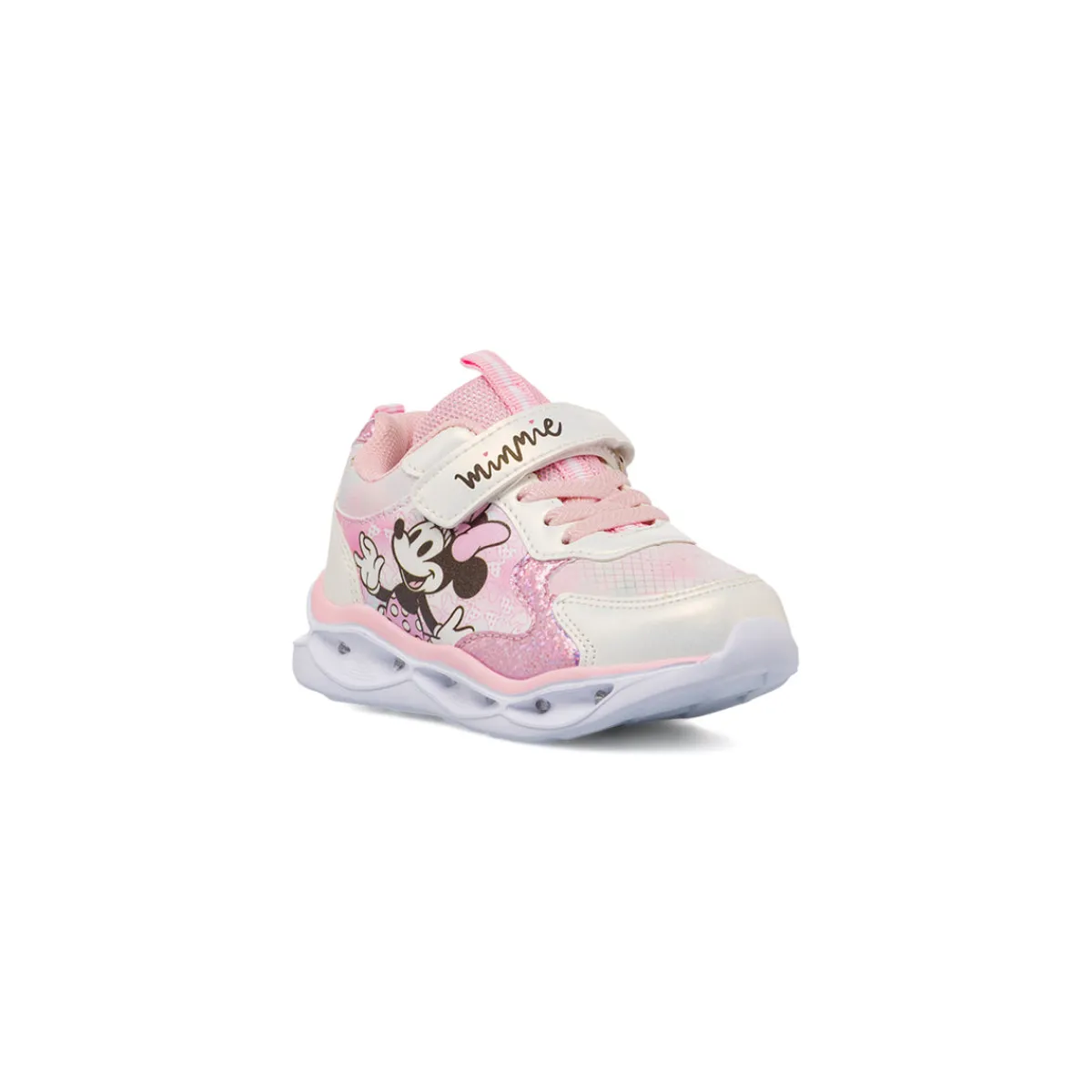 New Sneakers da bambina rosa e bianche con luci e glitter Disney Bambino Sneakers Bambina|Scarpe Con Strappo Bambina