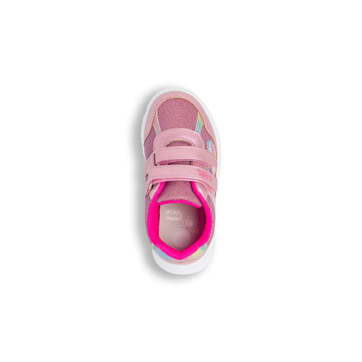 Sneakers da bambina rosa con cuore glitter e chiusura a strappi Bambino Sneakers Bambina|Scarpe Con Strappo Bambina