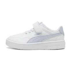 Discount Sneakers da bambino e bambina bianche con dettaglio azzurro Court Lally Bambino Scarpe Con Strappo Bambino|Scarpe Con Strappo Bambina