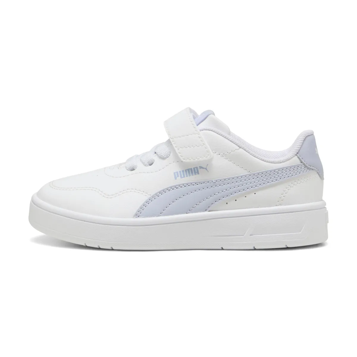 Discount Sneakers da bambino e bambina bianche con dettaglio azzurro Court Lally Bambino Scarpe Con Strappo Bambino|Scarpe Con Strappo Bambina