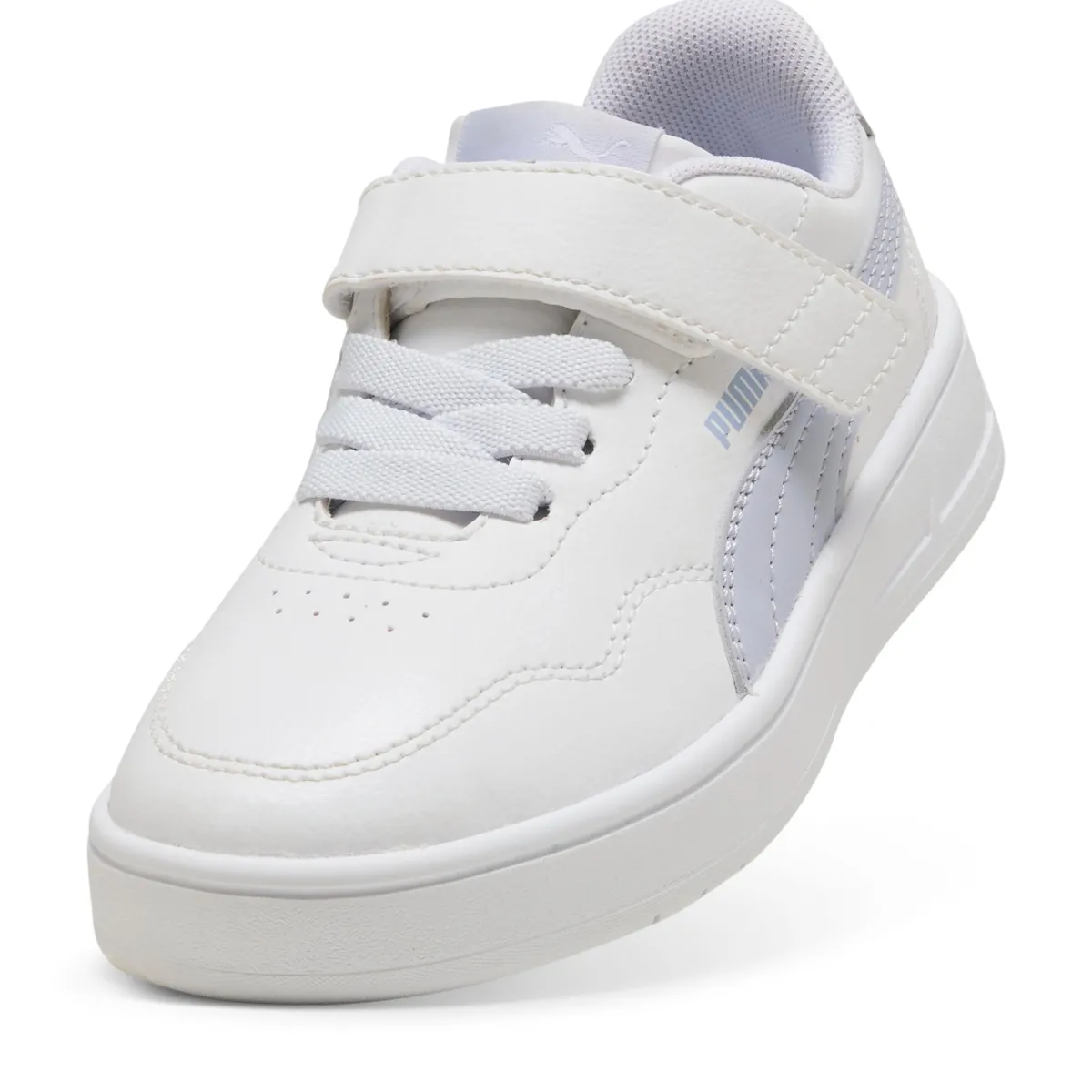 Discount Sneakers da bambino e bambina bianche con dettaglio azzurro Court Lally Bambino Scarpe Con Strappo Bambino|Scarpe Con Strappo Bambina