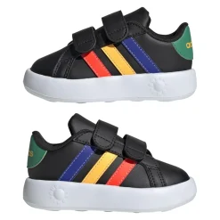 New Sneakers da bambino primi passi nere con dettagli multicolore e logo Grand Court 2.0 Bambino Primi Passi Bambino|Scarpe Con Strappo Bambino
