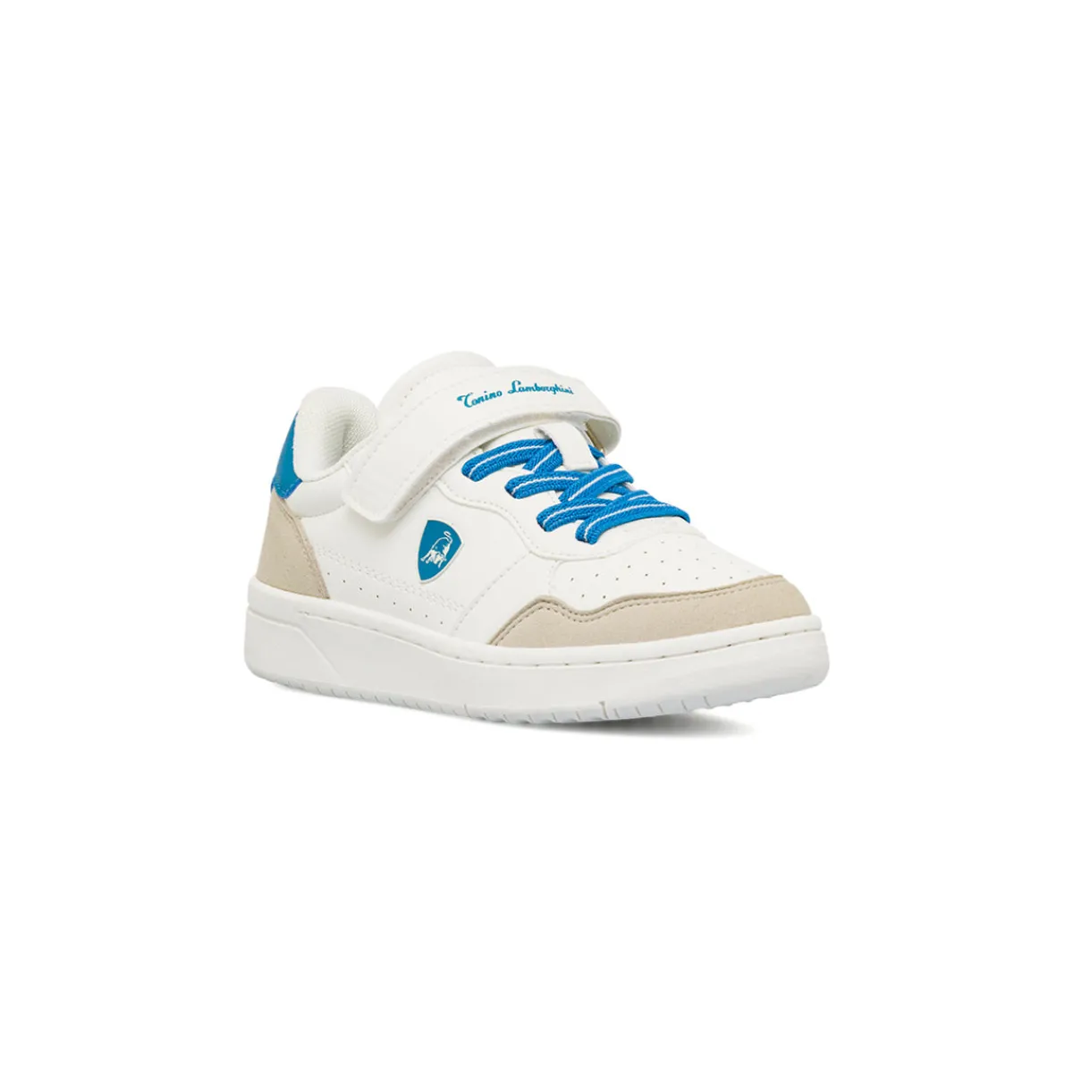 Outlet Sneakers da bambino bianche con dettagli azzurri Bambino Scarpe Con Strappo Bambino|Scarpe Sportive
