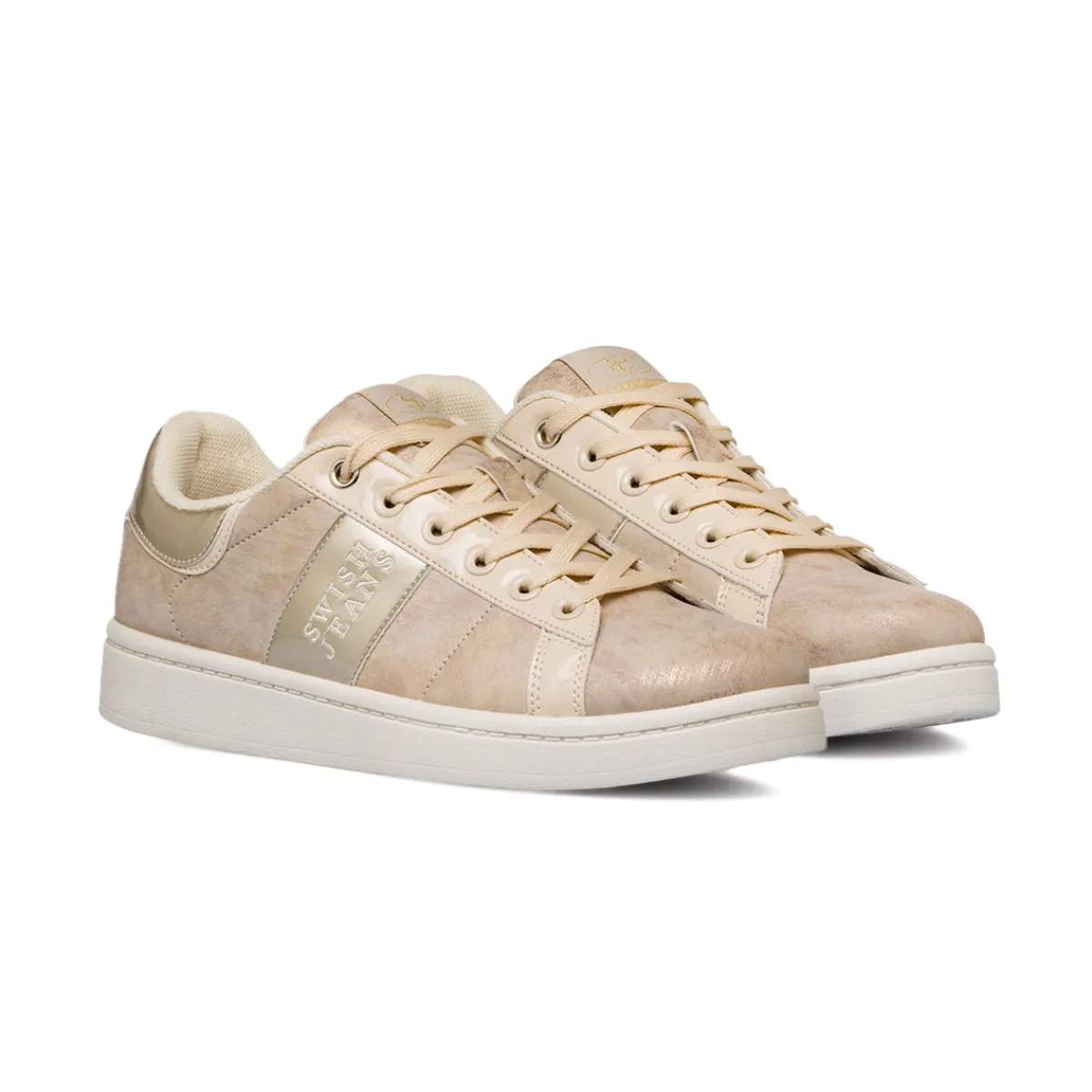 Sneakers da donna bianche con dettagli in oro Donna Sneakers Donna