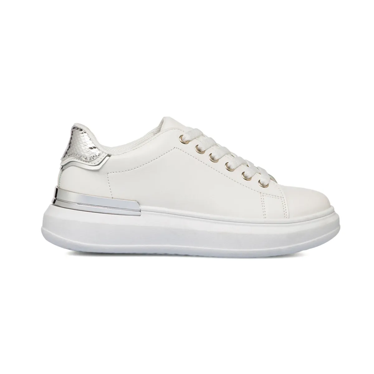 New Sneakers da donna bianche con dettagli argento e suola platform Donna Sneakers Donna